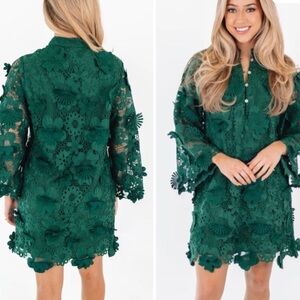 J.Marie Green Floral Cut Out Dress